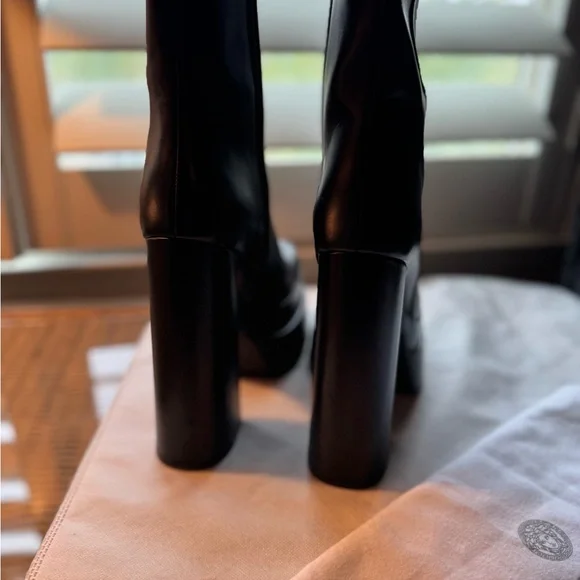 Versace Black Leather Platform Boots